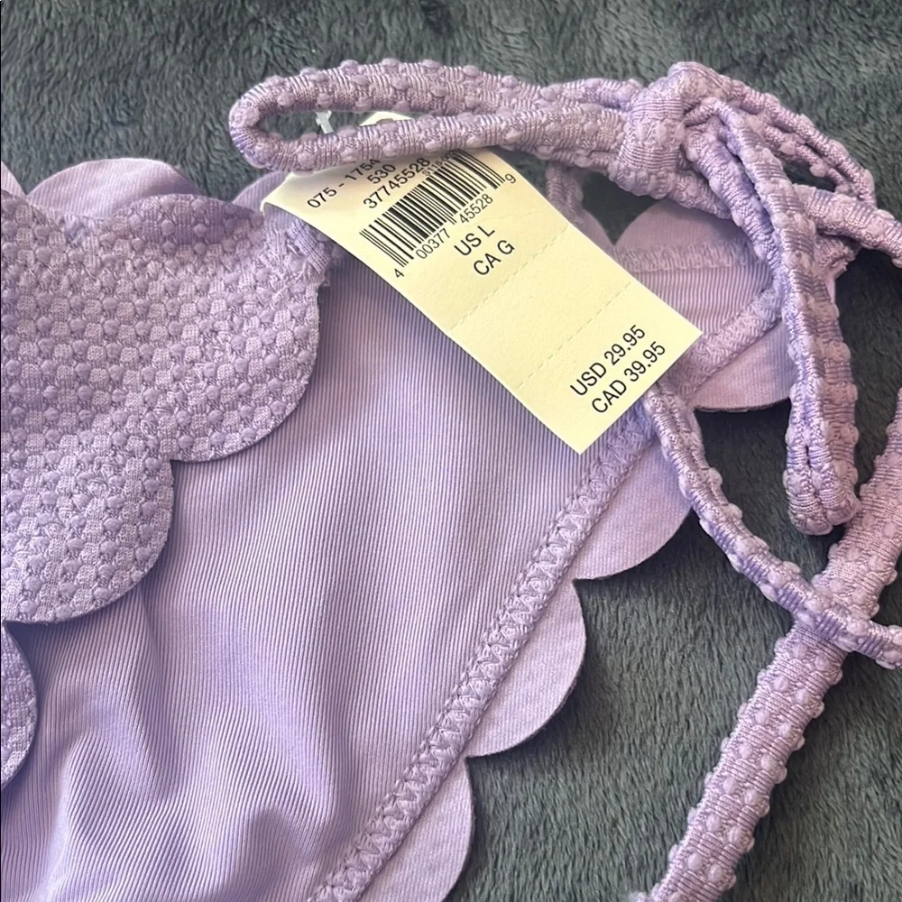 AERIE Purple Textured Bikini Bottom with Side Ties NWT - Picture 2 of 3